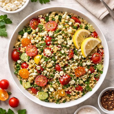 Image of Bulgur Wheat Salad with Tomato and Cucumber