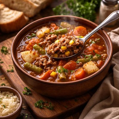 Image of Burger Vegetable Soup Crock Pot