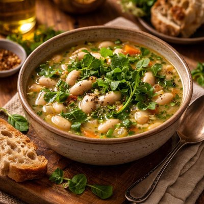Image of Butter Bean Soup with Watercress