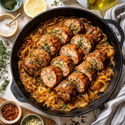 Image of Butter Browned Pork Tenderloin and Onions