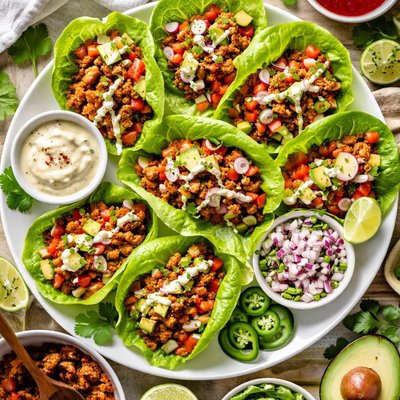 Image of Whole30 Butter Lettuce Wrapped Tacos with Ground Turkey