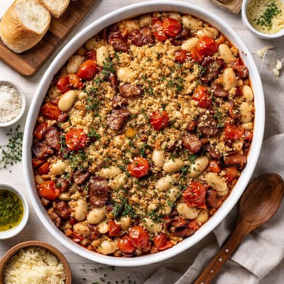 Image of Butter Me Up Baked Butter Bean Bacon and Thyme Cassoulet