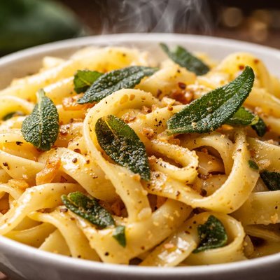 Image of Butter Sage Sauce Over Pasta