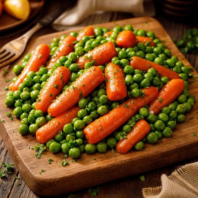 Image of Buttered Baby Carrots and Sweet Peas