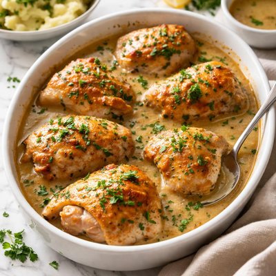 Image of Buttered Baked Chicken and Gravy
