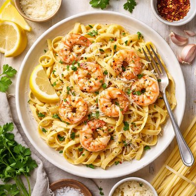 Image of Buttered Fettuccine with Shrimp