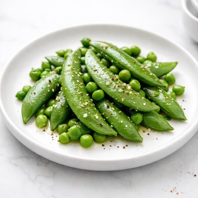 Image of Buttered Sugar Snaps and Green Peas