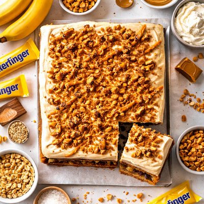 Image of Butterfinger Banana Cake W Peanut Butter Cream Cheese Frosting