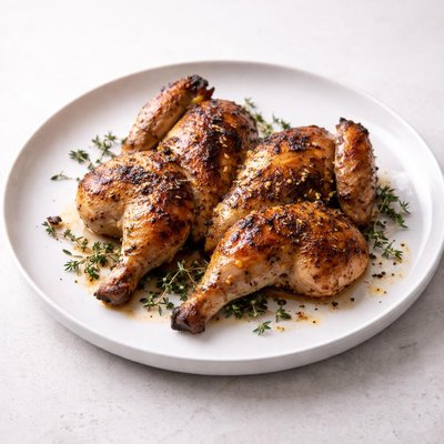 Image of Butterflied Chicken Dijon Grilled on a Bed of Thyme