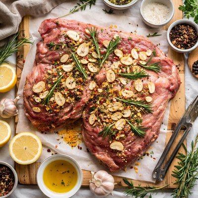 Image of Butterflied Leg of Lamb with Lots of Garlic and Rosemary