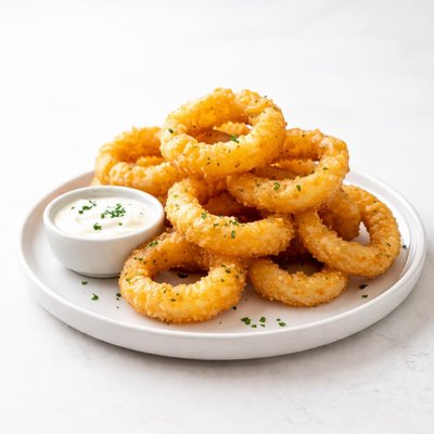 Image of Buttermilk and Beer Battered Onion Rings