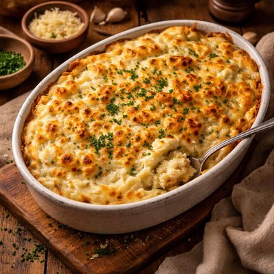 Image of Buttermilk Chive Asiago Mashed Potato Gratin
