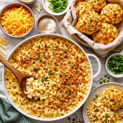 Image of Buttermilk Macaroni and Cheese with Cheddar Biscuits