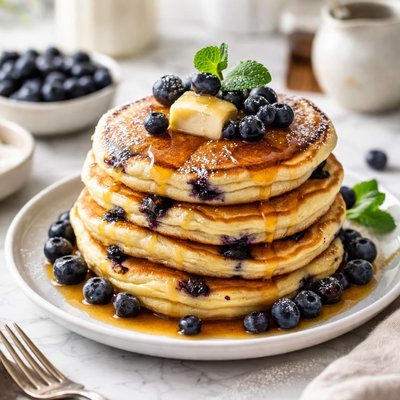 Image of Buttermilk Sour Cream Blueberry Pancakes