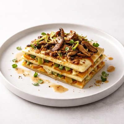 Image of Butternut Lasagna with Celeriac Mushrooms and Leeks