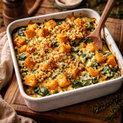 Image of Butternut Squash and Creamed Spinach Casserole