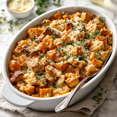 Image of Butternut Squash and Parmesan Bread Pudding