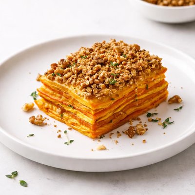 Image of Butternut Squash and Sweet Potato Gratin with Walnut Crust