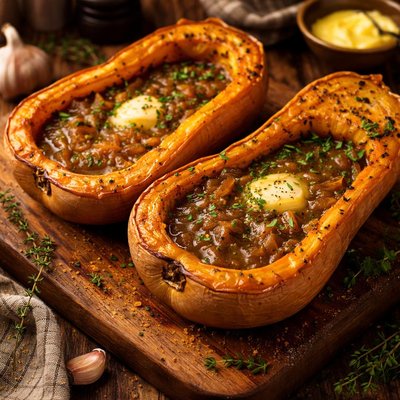 Image of Butternut Squash Baked with Brown Onion Soup and Butter