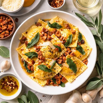 Image of Butternut Squash Ravioli with Pancetta and Sage