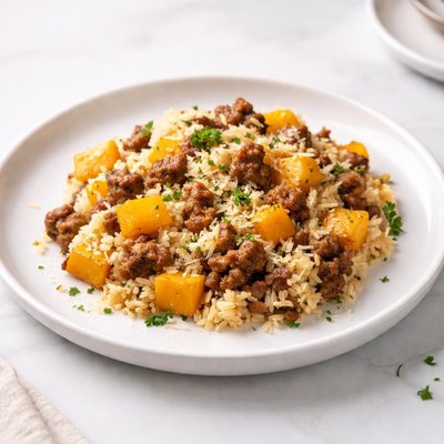 Image of Butternut Squash Rice and Sausage Casserole