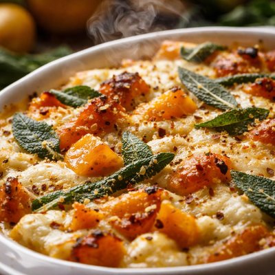 Image of Butternut Squash Sage and Mozzarella Gratin