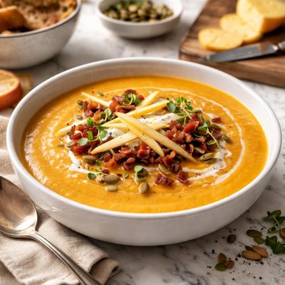 Image of Butternut Squash Soup with Apple Smoked Cheddar