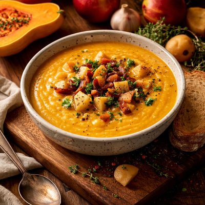 Image of Butternut Squash Soup with Apples and Potatoes