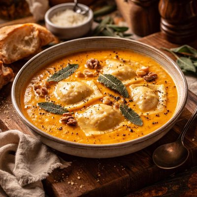 Image of Butternut Squash Soup with Ravioli