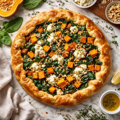 Image of Butternut Squash Spinach Goat Cheese Pie