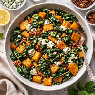 Image of Butternut Squash W Wilted Spinach and Blue Cheese