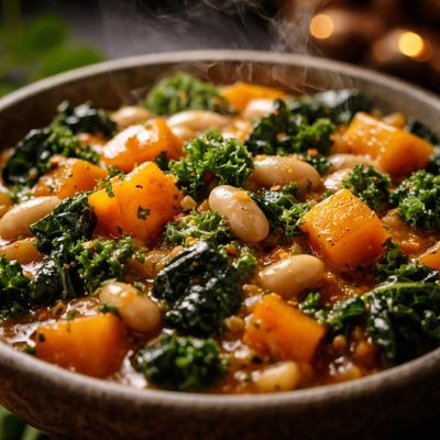 Image of Butternut Squash White Bean and Kale Ragout Vegan