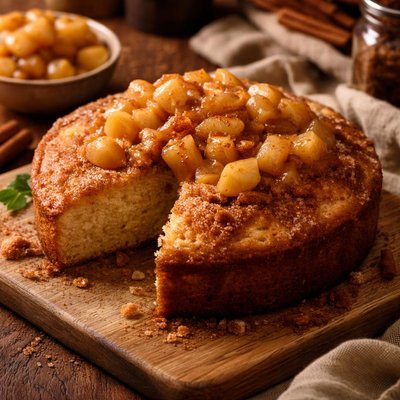 Image of Buttery Cinnamon Cake W Apple Compote
