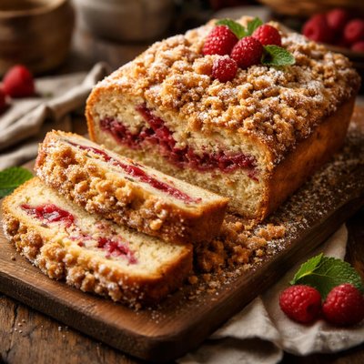 Image of Buttery Raspberry Streusel Filled Coffee Cake