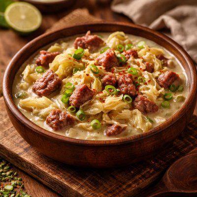 Image of Cabbage and Corned Beef in Coconut Cream Kapisi Pula