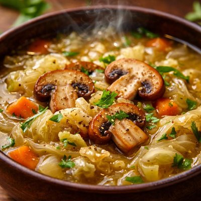 Image of Cabbage and Mushroom Soup