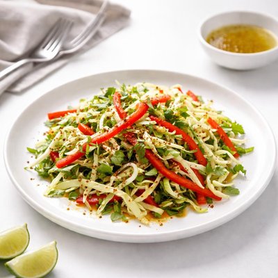 Image of Cabbage and Red Pepper Salad with Lime Cumin Vinaigrette