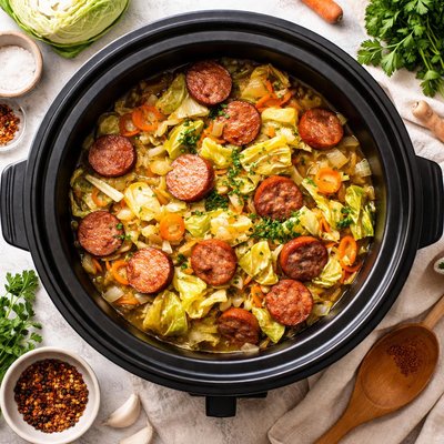 Image of Cabbage and Sausage Crock Pot