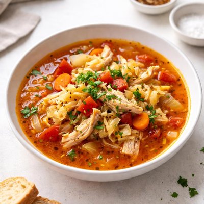 Image of Cabbage and Tomato Chicken Soup