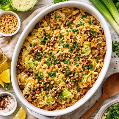 Image of Cabbage Casserole with Leeks and Pine Nuts