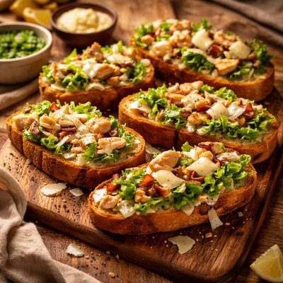 Image of Caesar Salad Crusty Bread for Cold Wintry Evening