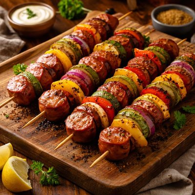 Image of Cajun Andouille Pepper Kabobs