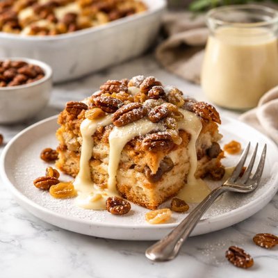 Image of Cajun Bread Pudding with Whiskey Vanilla Sauce