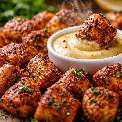 Image of Cajun Chicken Cubes with Honey Mustard Dipping Sauce