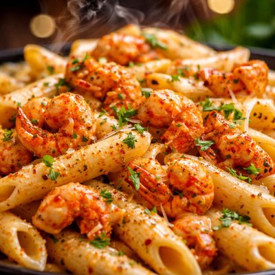 Image of Cajun Crawfish Alfredo with Penne Pasta