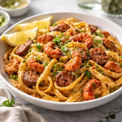 Image of Cajun Crawfish and Andouille Fettuccine