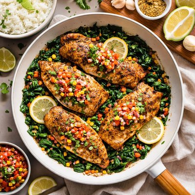 Image of Cajun Fish with Spinach
