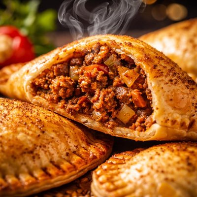 Image of Cajun Meat Pie or Pasties Seasoned Pork Beef Vegetables