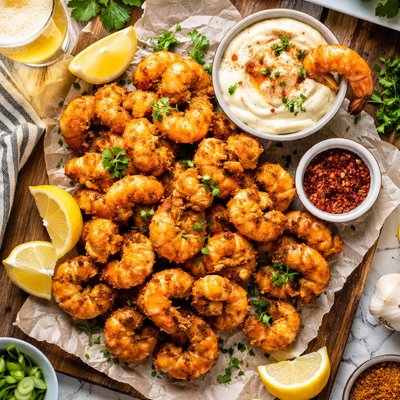 Image of Cajun Popcorn with Garlic Mayonnaise