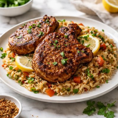 Image of Cajun Pork Chops and Rice